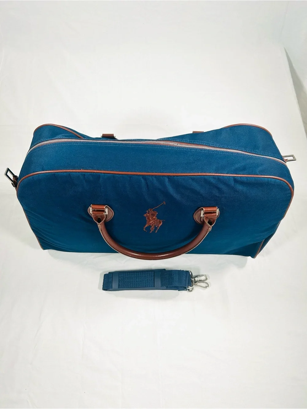 Vintage Polo Ralph Lauren Duffle Bag with Prominent Brown Embroidered Pony Logo